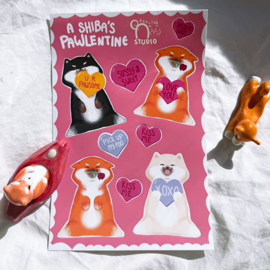Shiba Pawlentine Sticker Sheet