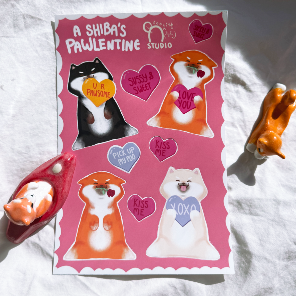 Shiba Pawlentine Sticker Sheet