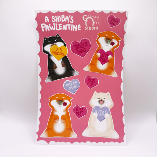 Shiba Pawlentine Sticker Sheet